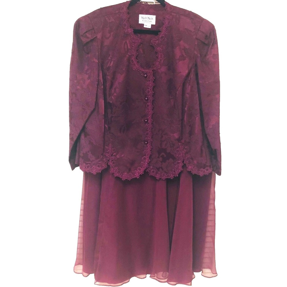Brocade Maxi Skirt Suit Women 24WP 3XP Special Occ Wedding Burgdy A line Nah Nah